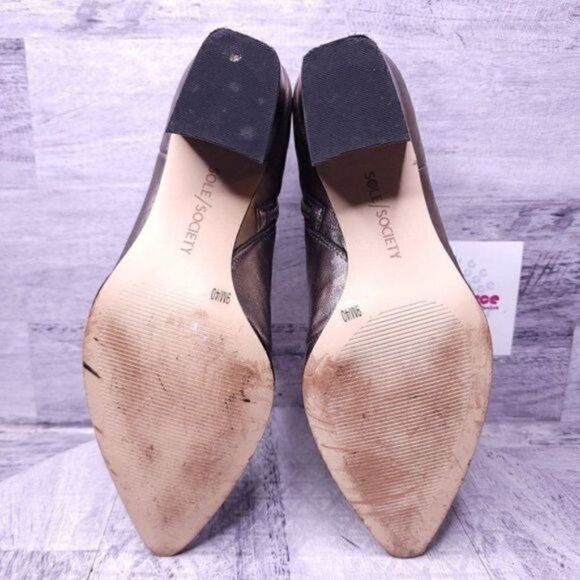 Sole Society Desiray Metallic Leather Block Heel Ankle Boot Champagne Women's 7 - Picture 9 of 10
